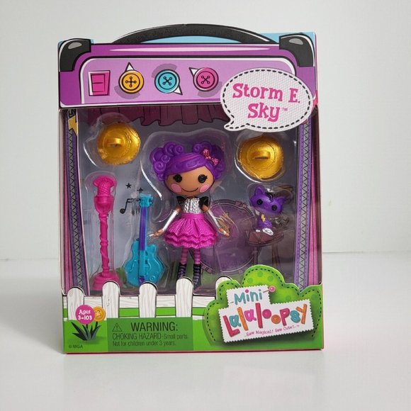 Lalaloopsy Other - Mini Lalaloopsy Figure Doll Storm E. Sky 3" Accessories Rocking Rebel Cat New